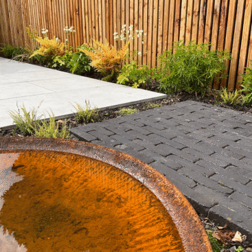 Contemporary Garden Design Featuring Manor Midnight Clay Pavers